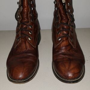 Justin Boots Men's Rustic Brown Leather Lace-Up Work Boots